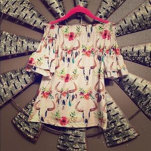 Ruffle sleeve off the shoulder western dress